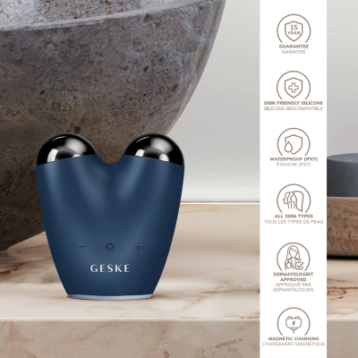 Мікрострумовий підтягувач обличчя GESKE MicroCurrent Face-Lifter 6 в 1 темно-синій